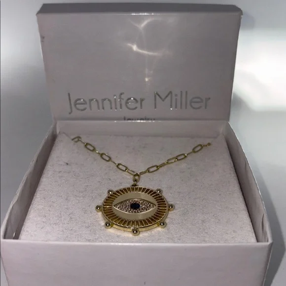 Jennifer Miller Evil Eye Medallion Goldtone Necklace - Picture 2 of 5
